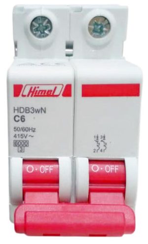 Himel MCB HDB3 WL2C 2-Pole – 6A, 6kA