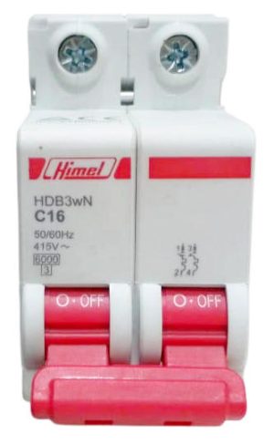 Himel MCB HDB3 WL2C 2-Pole – 16A, 6kA