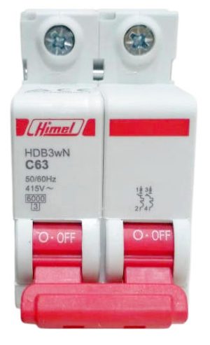 Himel MCB HDB3 WL2C 2-Pole – 63A, 6kA